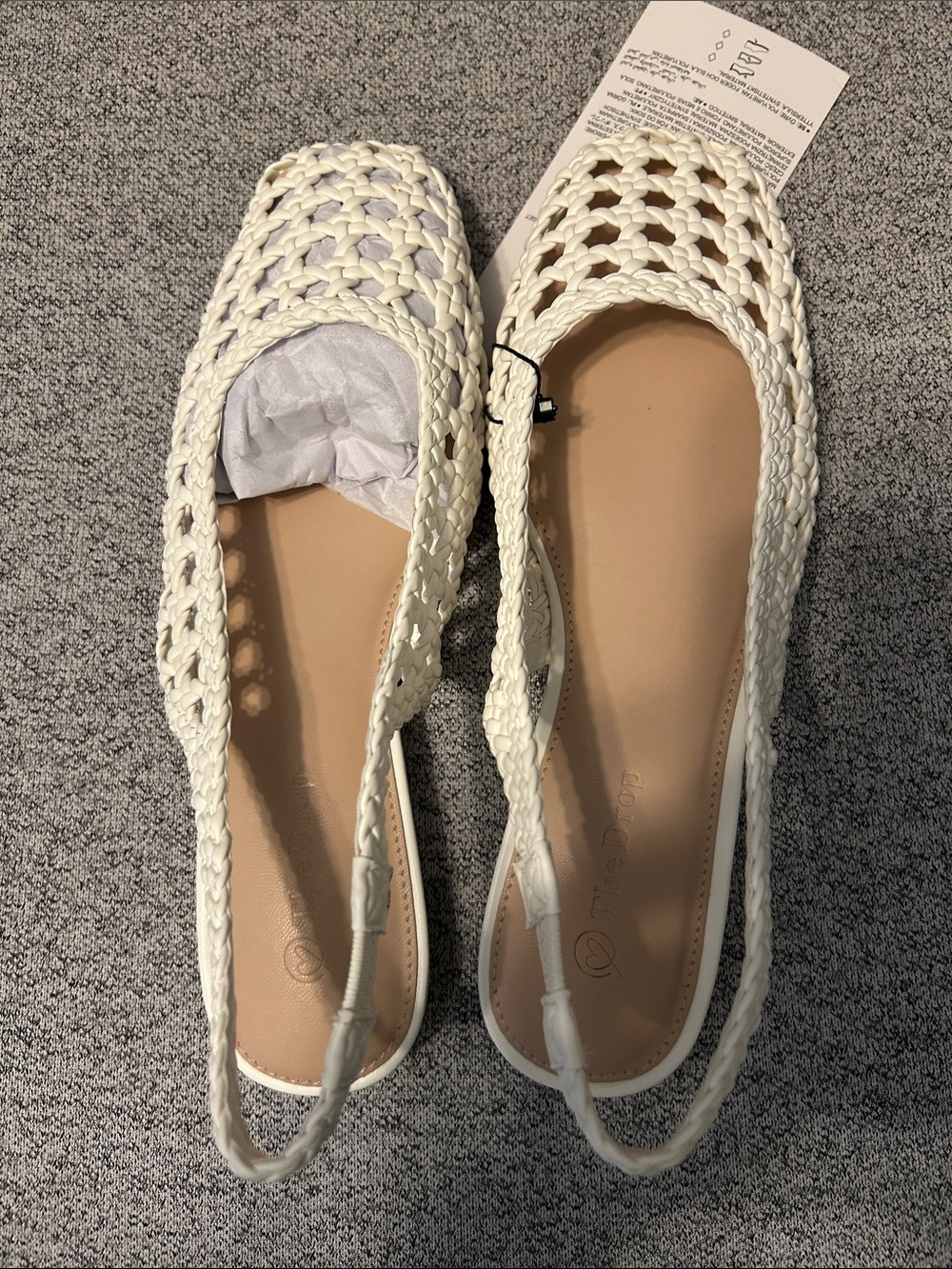 Woven Slingback Flats in White